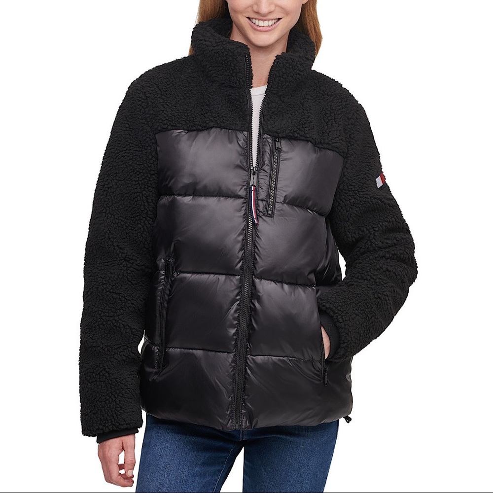 Tommy Hilfiger Fleece-Detail Puffer Coat Size XL
